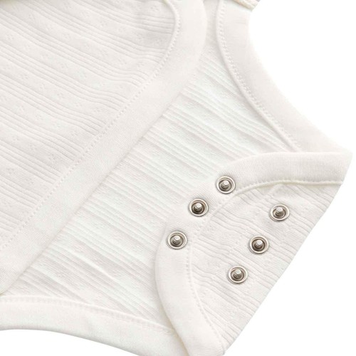 M&S Girls Pure Cotton Wrap Bodysuits, 0-3 M, Khaki thumbnail 4