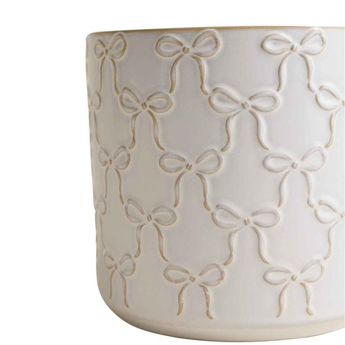 M&S Bow Ceramic Planter, White thumbnail 3