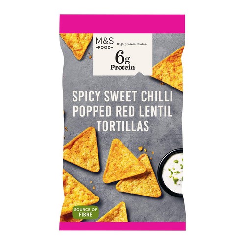 M&S High Protein Spicy Sweet Chilli Popped Red Lentil Tortillas