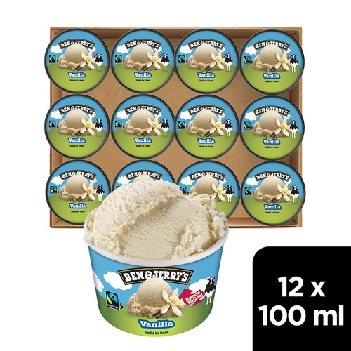 Ben & Jerry's Vanilla Mini Ice Cream Tub Multipack 12 x 100ml