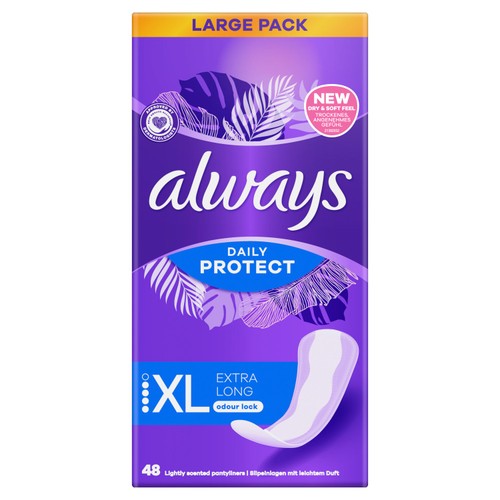 Always Dailies Liners Extra Long Scented 48 Count