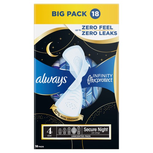 Always Infinity Pads Secure Night (Size 4) Value Pack 18 Count thumbnail 2