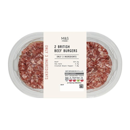M&S Only 3 Ingredients British Beef Burgers thumbnail 2