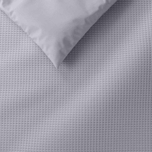 M&S Pure Cotton Waffle Bedding Set, Super King Size, Grey