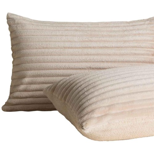 M&S Cloud Fleece Striped Bedding Set, Single, Neutral thumbnail 3