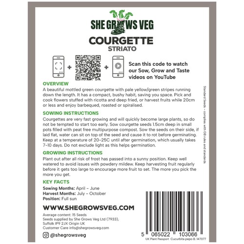 She Grows Veg Courgette Striato Seeds thumbnail 3
