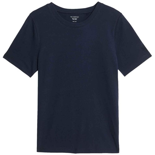 M&S Womens Pure Cotton Everyday Fit T-Shirt, 14, Navy