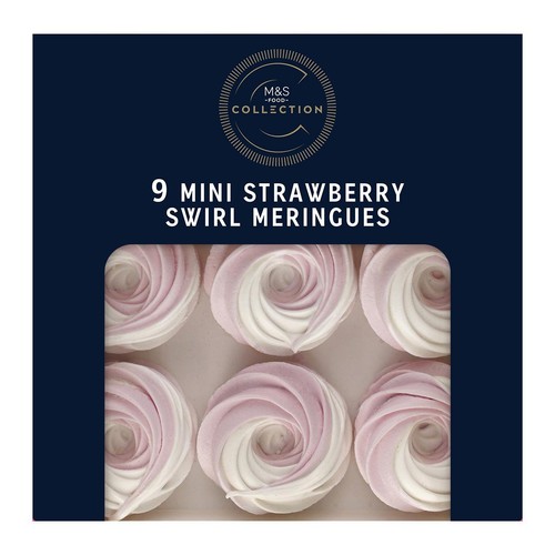 M&S Collection 9 Mini Strawberry Swirl Meringues