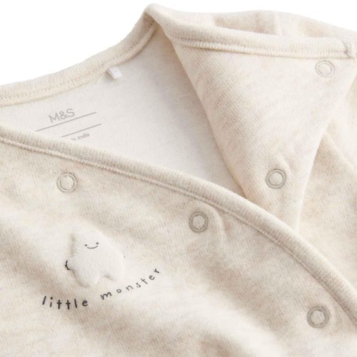 M&S Little Monster Sleepsuit, 9-12 Months, Cream thumbnail 3