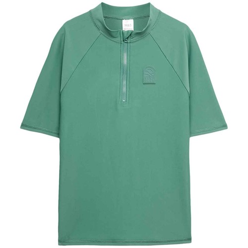 M&S Boys Round Neck Rash Vest, 9-10 Years, Green