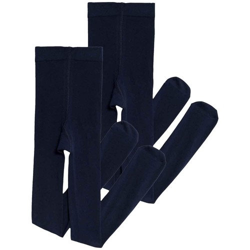 M&S Girls Cotton Rich School Tights, 2-3 Years, Navy thumbnail 2