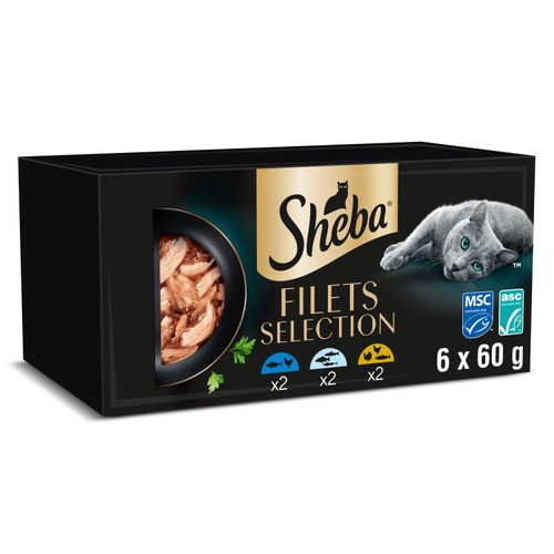 Sheba Fish Filets Adult Cat Food Tray with Chicken & Poultry in Gravy