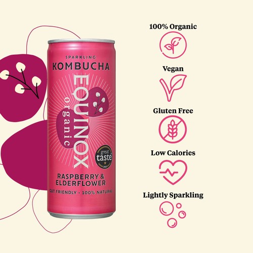 Equinox Organic Raspberry & Elderflower Kombucha thumbnail 4