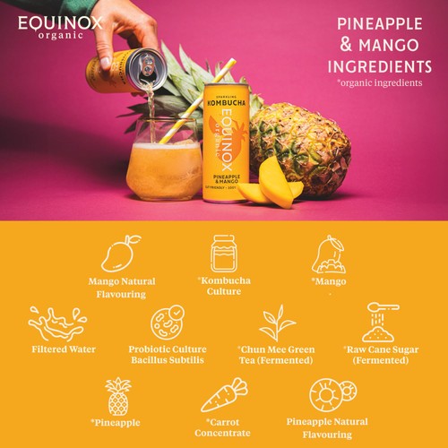 Equinox Organic Pineapple & Mango Kombucha thumbnail 6