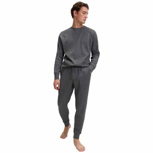 M&S Mens Pure Cotton Waffle Loungewear Bottoms, L, Grey thumbnail 4