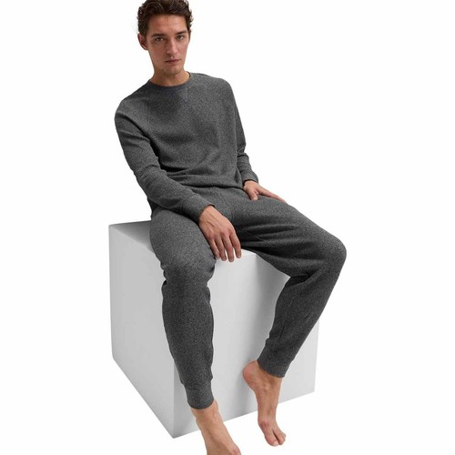 M&S Mens Pure Cotton Waffle Loungewear Bottoms, XL, Grey Mix thumbnail 5