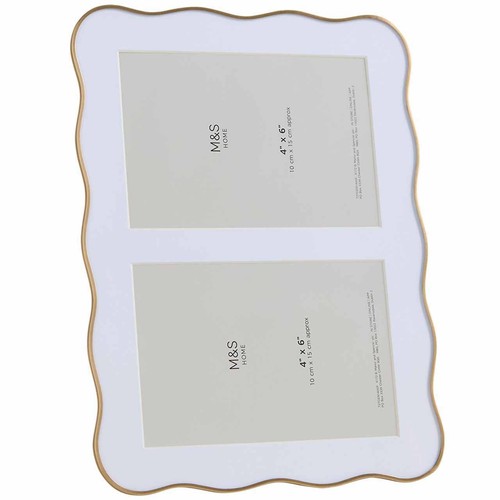 M&S Wiggle Double Photo Frame 4x6 inch, Gold thumbnail 2