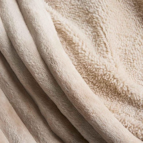 M&S Cloud Fleece Striped Bedding Set Super King Size, Neutral thumbnail 4