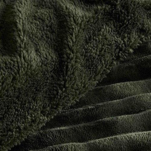M&S Cloud Fleece Striped Bedding Set, Double, Green thumbnail 4