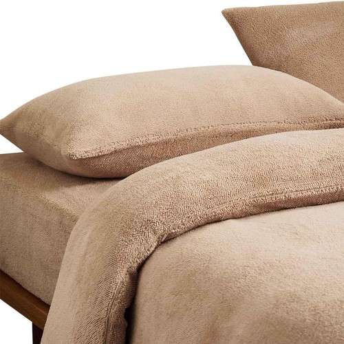 M&S Teddy Fleece Bedding Set Super King, Biscuit