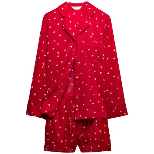Womens Satin PJs Revere Set, 12, Red