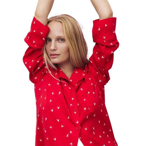 Womens Satin PJs Revere Set, 12, Red thumbnail 4