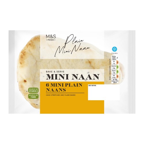 M&S 6 Mini Plain Naans thumbnail 2