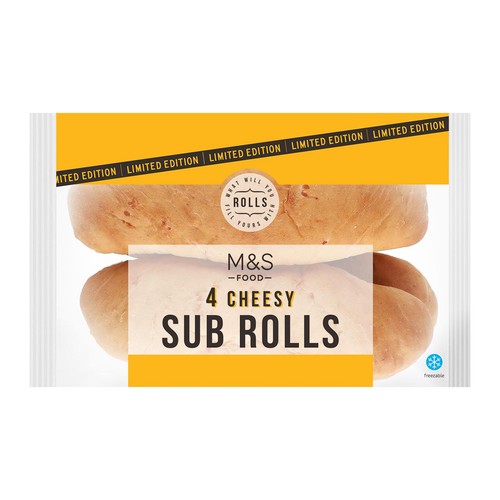 M&S 4 Cheesy Long Dog Sub Rolls