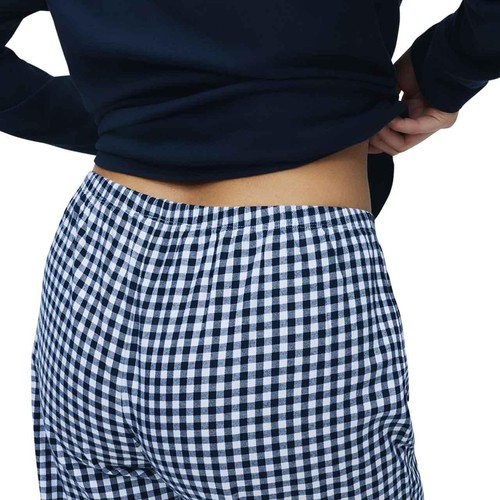 M&S Womens Pure Cotton Printed Long Sleeve Pyjama Set, S, Navy thumbnail 4