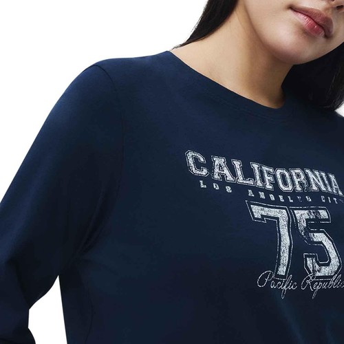 M&S Womens Pure Cotton Printed Long Sleeve Pyjama Set, S, Navy thumbnail 5