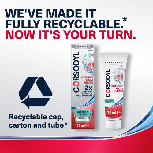 Corsodyl Advanced + Intensive Gum Repair Toothpaste, Intense Clean thumbnail 6