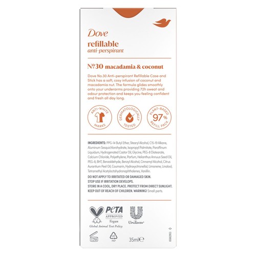 Dove No30 Macadamia & Coconut 72h Antiperspirant Deodorant Refillable Kit thumbnail 8