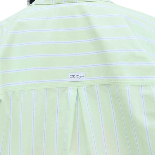 M&S Womens Pure Cotton Poplin Striped Pyjama Top, 16, Green thumbnail 6