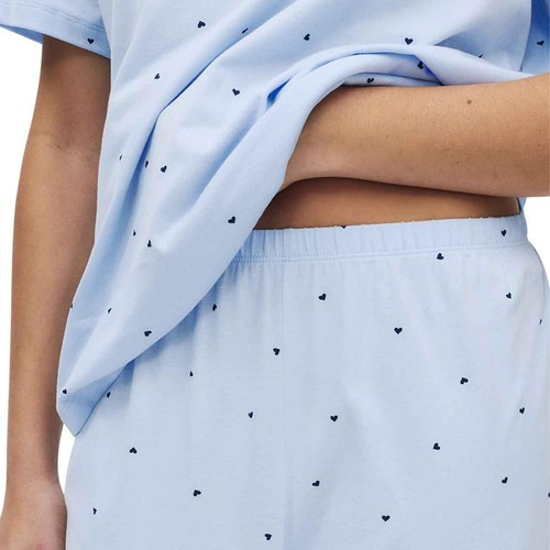 M&S Womens Pure Cotton Printed Pyjama Set, S, Light Blue thumbnail 4