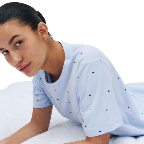 M&S Womens Pure Cotton Printed Pyjama Set, S, Light Blue thumbnail 5