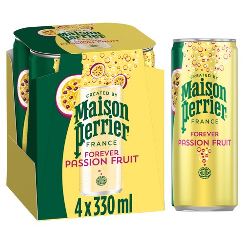 Maison Perrier Forever Passion Fruit Sparkling Water cans