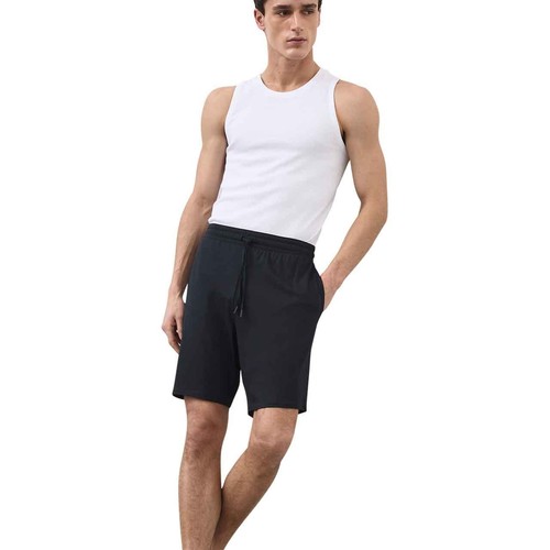 M&S Mens Autograph Cotton Modal Pyjama Shorts, 2XL, Dark Navy thumbnail 4