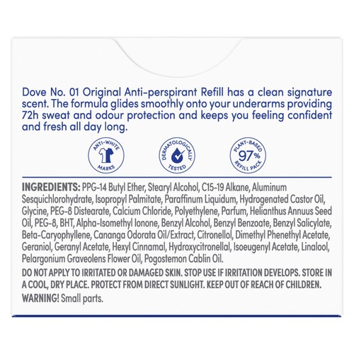 Dove No1 Original 72h Antiperspirant Deodorant Refill Pack thumbnail 8