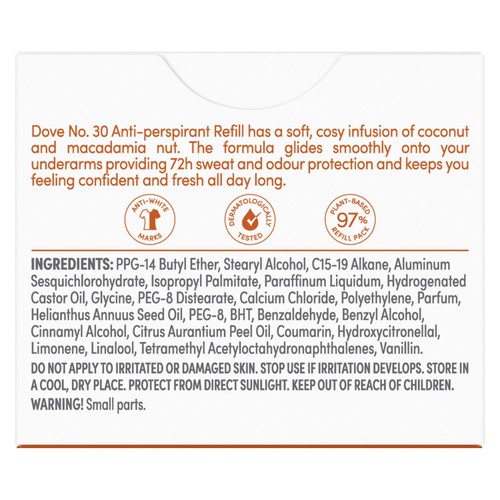 Dove No30 Macadamia & Coconut 72h Antiperspirant Deodorant Refill Pack thumbnail 8