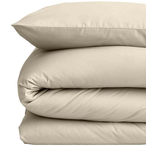 M&S Cotton Rich Bedding Set, Single, Light Cream