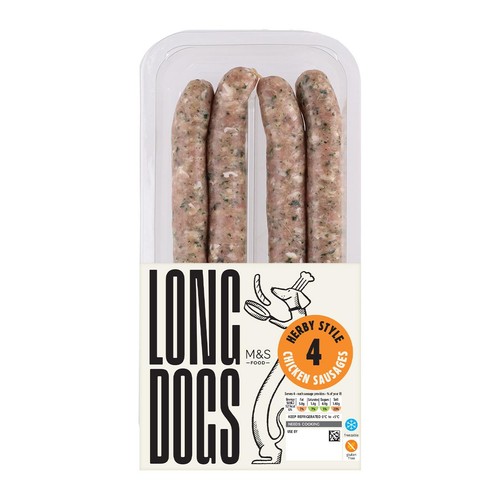 M&S Grill 4 Herby Style Chicken Long Dogs