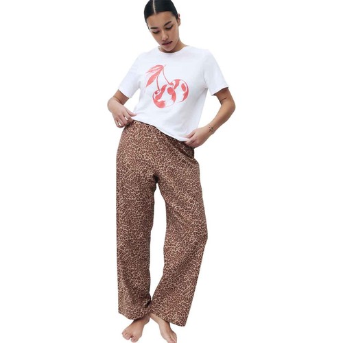 M&S Womens Pure Cotton Pyjama Set, Medium, White Mix thumbnail 2