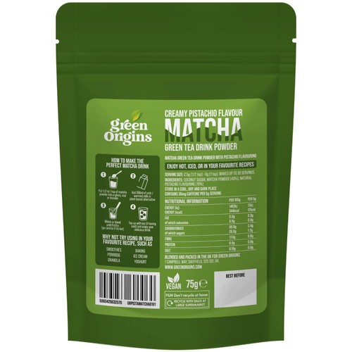 Green Origins Creamy Pistachio Matcha Green Tea Drink Powder thumbnail 3