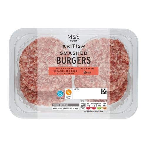 M&S Grill 4 Smashed Beef Burgers thumbnail 2