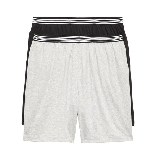 M&S Mens Pure Cotton Jersey Pyjama Shorts, S, Grey Mix