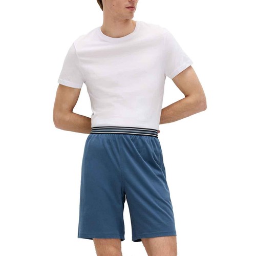 M&S Mens Pure Cotton Jersey Pyjama Shorts, 2XL, Blue Mix thumbnail 2