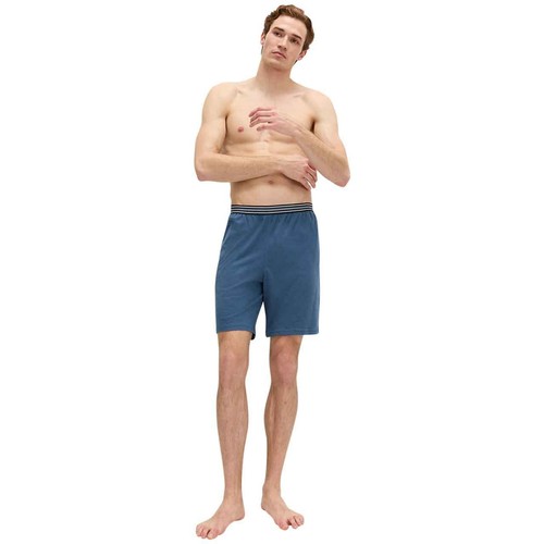 M&S Mens Pure Cotton Jersey Pyjama Shorts, 2XL, Blue Mix thumbnail 4