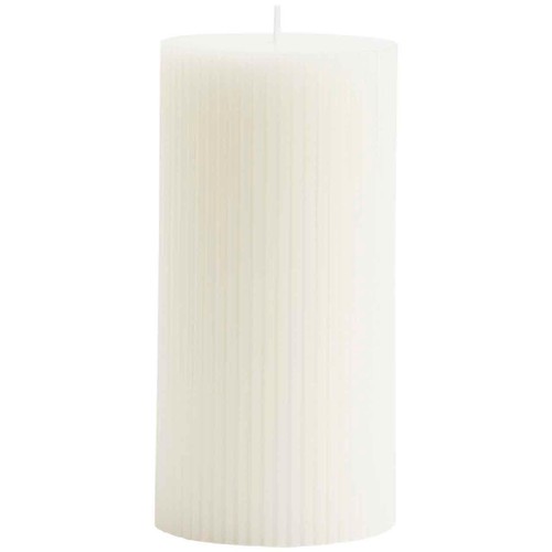 M&S Ridged Pillar Candle, White thumbnail 2