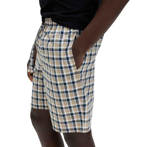M&S Mens Pure Cotton Checked Pyjama Shorts, L, Blue Mix thumbnail 2