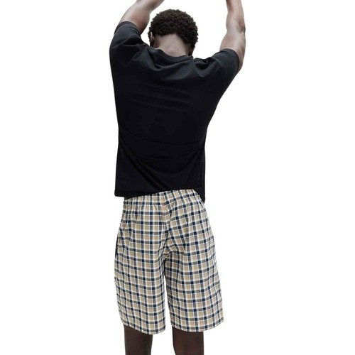 M&S Mens Pure Cotton Checked Pyjama Shorts, 3XL, Blue Mix thumbnail 5